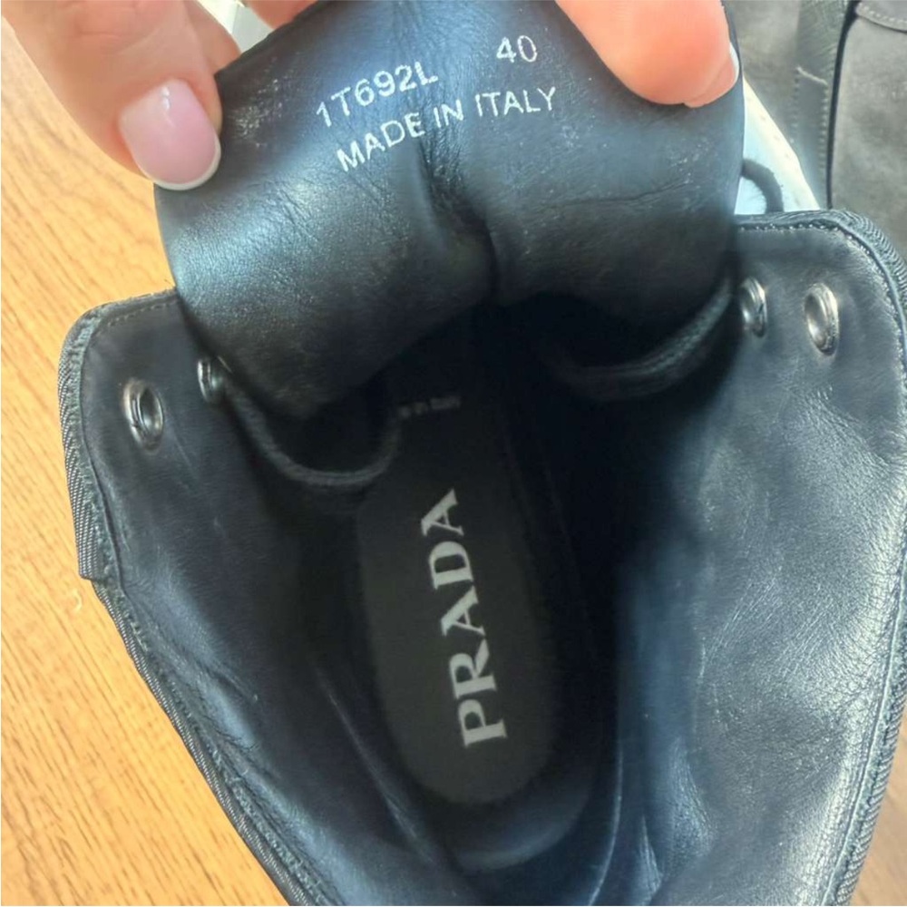 Prada Black and White Platform High-Top Sneakers - Picture 5 of 8